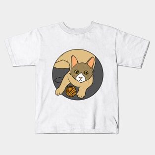 Cute cat is playing with a yarn ball Kids T-Shirt